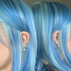 Blue Hair, Ear Piercings, Piercings, A Woman, Van, Hair, Blue