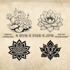 lotus flower tattoo designs on old paper