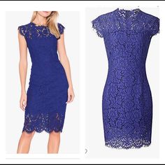 Unique Feature: Sleeveless Fully Lined Knee Length Bodycon Dress Zipper Back End Cocktail Party Lace Dress Soft And High Quality Fabric Fabric Type 65% Rayon, 35% Polyester New With Tags Sleeveless Royal Blue Midi Dress, Royal Blue Lace Dress, Diy Dresses, Elegant Cocktail Dress, Royal Blue Lace, Dress Royal Blue, Dress Royal, Dresses Royal, Lace Blue Dress