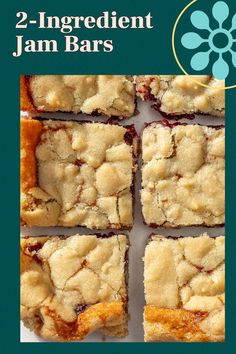 two ingredient jam bars on a plate with the title overlay reading 2 ingredient jam bars