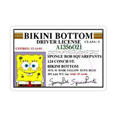 a business card with an image of spongebob from the cartoon network on it