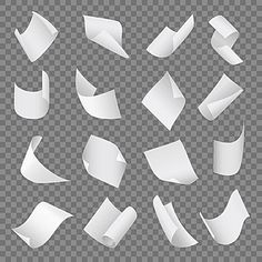 various pieces of white paper are shown in this image, including one that appears to be torn