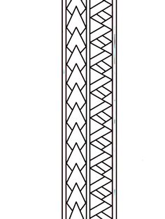 a drawing of a tall tower with geometric designs