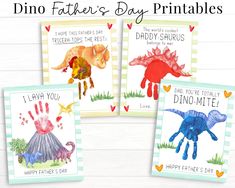 father's day printables for kids with dinosaur handprints on them