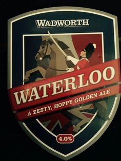 there is a sign that says waterloo, a zesty, hoppy golden ale