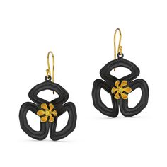 Gold & Silver Earrings - The Poppy Earrings are made from black nylon and gold vermeil-plated sterling silver. A lightweight statement earring with gold-filled ear wires. Poppy Earrings, Artful Home, Statement Earring, Black Nylon, Black Nylons, Ear Wires, The Light, Gold Vermeil, Precious Metals