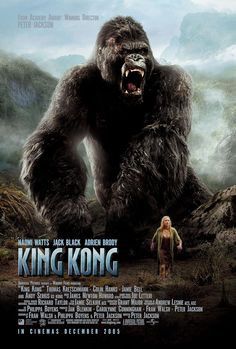 the king kong movie poster is shown with an angry gorilla in it's mouth