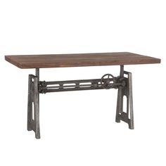 Artezia Industrial Teak Crank Coffee Table - World Interiors Adjustable Desk Home Office, Industrial Conference Table, Industrial Furniture Desk, Wood Standing Desk, Industrial Office Desk, Drafting Table, Desk Home Office, Industrial Desk, Vintage Industrial Furniture