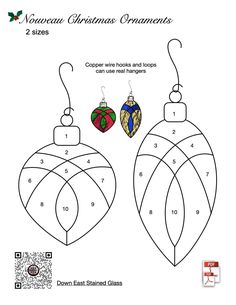 an ornament coloring page with two christmas ornaments on it and the numbers 1 to 10