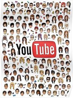 a group of people with the word youtube surrounded by many different faces and haircuts