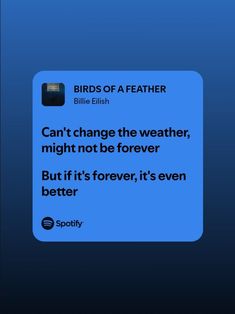 the text reads birds of a featherer can't change the weather, might not be forever but it's forever, it's even better