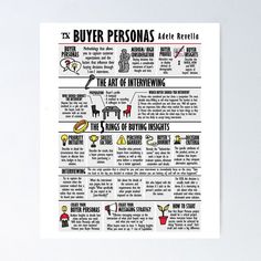 a poster with the words buyer personas and other things to know about them on it