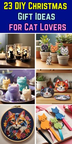 23 DIY Christmas Gift Ideas for Cat Lovers Cute Cat Decor, Diy Cat Gifts, Diy Cat Decor, Cat Projects, Cat Crafts To Sell, Cute Cat Crafts, Cat Lovers Gifts, Diy Cat Gifts For People, Cat Christmas Gifts Ideas