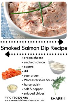 the recipe for smoked salmon dip is shown