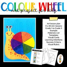 an art project for kids with the words, color wheel and pictures in front of it