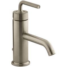 a stainless steel faucet on a white background