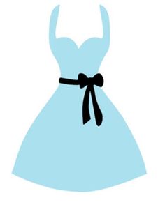 a blue dress with a black ribbon around the waist and back, on a white background