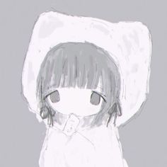 a drawing of a girl wearing a white hat