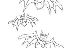 three bats flying in the air with their wings spread out and eyes wide open, coloring pages for kids