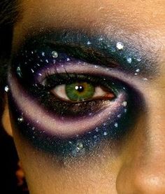 galaxy face paint Galaxy Goddess, Cosmic Queen, Planet 9, Lunar Goddess, Whimsical Faces, Alien Makeup, Space Makeup, Galaxy Makeup