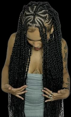 Goddess Braid Cornrows, Braid Ideas For Black Women Cornrows, Unique Braids Black Women, Braided Hairstyles For Round Faces Black Women, Passion Twist With Cornrows, Cornrow Passion Twist, Cornrows To Twists, Brazilian Braids Hairstyles, Braids Designs For Black Women