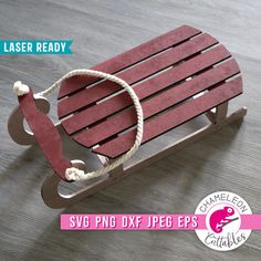 a wooden sleigh with rope on it and the text laser ready svg png dxf jpegs