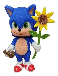 sonic the hedgehog holding a sunflower figurine