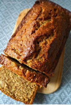 two slices of banana bread on a cutting board