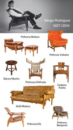 the different types of chairs are shown in this image