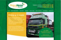 a green and yellow website design for a trucking company