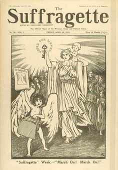 an old newspaper with a drawing of a woman and child