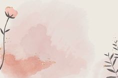 a pink watercolor background with flowers and leaves