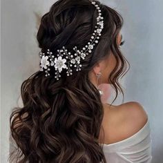 Super Cute And Stylish Ships In 5-10 Business Days Bridal Hair Vine Headband, Bridal Floral Headpiece Hair Down, Hair Accessories For Wedding The Bride, Bridal Hair With Crown, Blonde Bridal Hair, Beaded Hairband, Quince Hair, Wedding Hairdos, Vintage Vibes Retro