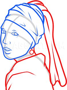 a drawing of a woman's head with a bandana on her head and ear