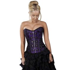 Rock Purple Brocade Overbust Corset Purple King, Sweetheart Corset, Modern Punk, Historical Design