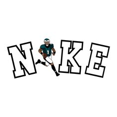 a football player running across the letters that spell it's n - kle