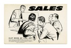 an old advertisement for sales with three men talking to each other