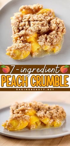 A summer dessert recipe with fresh peaches! You only need one bowl and 7 ingredients for this easy spring treat. Finished with a mile-high, super crunchy topping, this Peach Crumble is everything you want and more! Fresh Peach Crumble, Peach Crumble Recipe, Peach Crumble Bars, Peach Desserts Easy, Peach Crumble Pie, Cobbler Easy