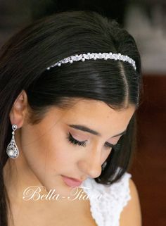 New to our collection, simple elegance, Swarovski Crystal and soft white pearls on silver headband approx 12" long with extended design down the band and two hoops on each end for bobby pins or ribbon. add our beautiful pearl earrings sold seperately **********************************************************Note processing time is not shipping time, our regular Free shipping takes approx. 5-6 days to receive after shipped.With rush processing your order is expedited and you will also be upgraded Diamond Headband Wedding, Deb Ball, Pearl Wedding Headband, Hairband Hairstyle, Bridal Hairband, Cute Bun Hairstyles, Pearl Headband Wedding, Wedding Bun, Bridesmaid Headband