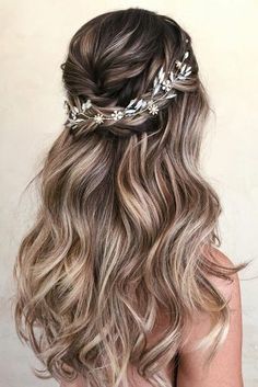 Wedding Hair Half, Wedding Hair Up, Wedding Hair Down, Bridal Hair Vine, Wedding Hairstyles For Long Hair, Wedding Hair Pieces, Half Up Hair, Hair Vine