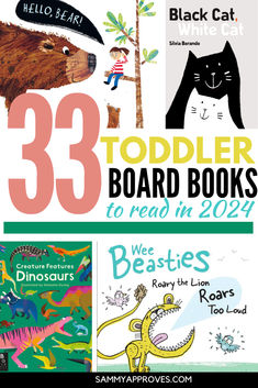 three children's books with the title 33 toddler board books to read in 2012