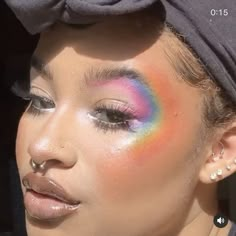 Moon Makeup Look, Rain Bow, Light Makeup Looks, Bold Makeup Looks, Pride Makeup, Rave Makeup, Barbie Makeup, Makeup Is Life, Crystal Power