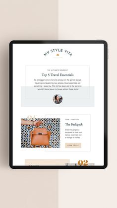 the website for my style vita is displayed on a computer screen, with an image of a woman's purse