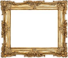 an old gold frame with ornate carvings on the edges, isolated against a white background