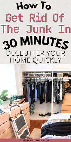 How to Get Rid Of Junk in 30 Minutes! Fly Lady Cleaning, Junk Organization, A Slob Comes Clean, Declutter Challenge, Room Hacks