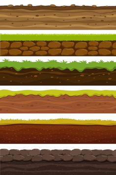 four different layers of soil and grass