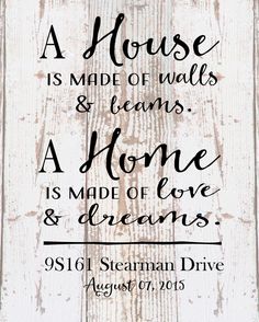 a house is made of walls and beams home is made of love and dreams sign