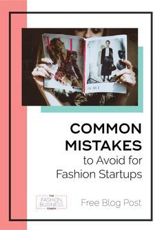 a woman is reading a book with the title common mistakes to avoid for fashion start ups