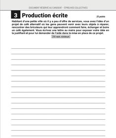 a paper with the words production ecritte written in french and english on it