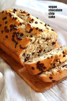 a loaf of chocolate chip banana bread cut into slices